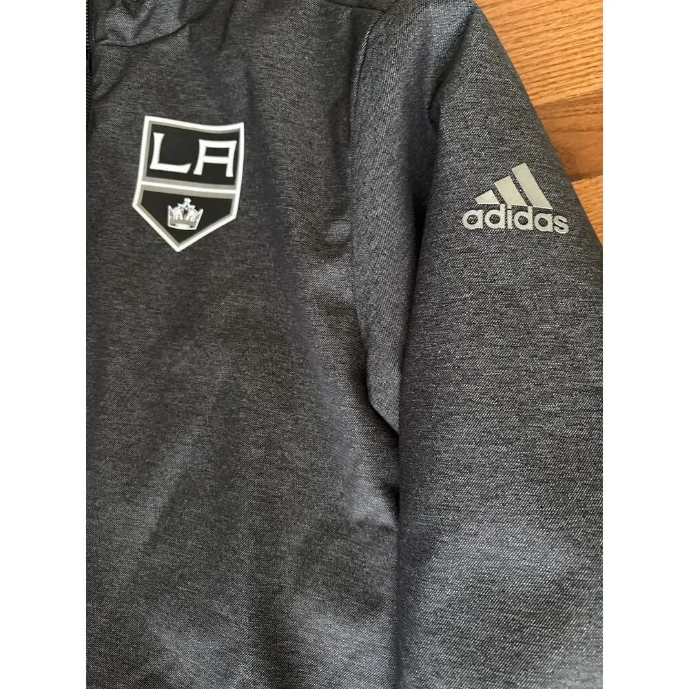 Los Angeles Kings Adidas NHL Puffer Jacket Mens S‎ Full Zip Dark Gray Climaproof